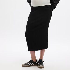 NWT GAP Women's Size Small Maternity Black Rib Midi Skirt